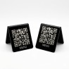 Hablador Mesa QR para Menú Digital - Diseño "V" Negro Mate/Brilloso Elegante