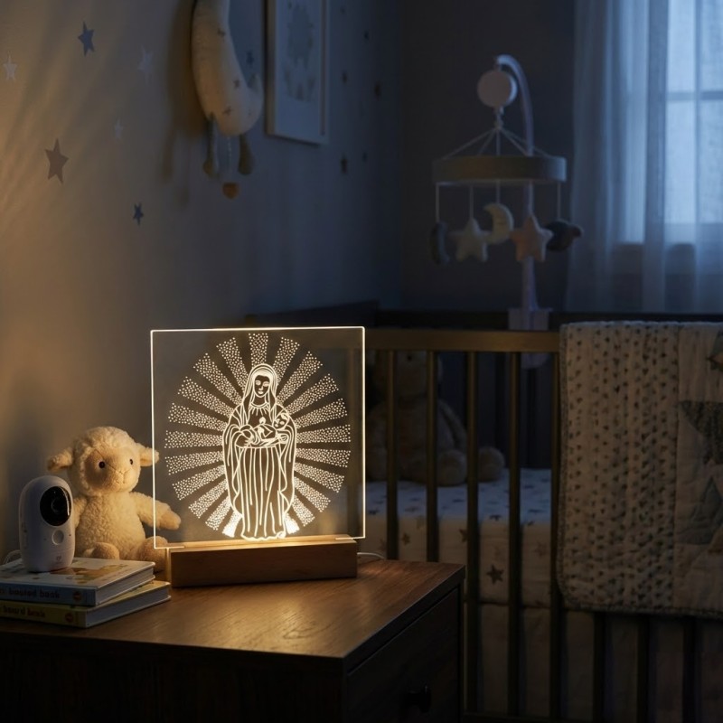 Lámpara Led Virgen Cuidando Bebé